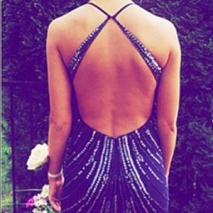 Navy Blue Sequin Maxi Dress